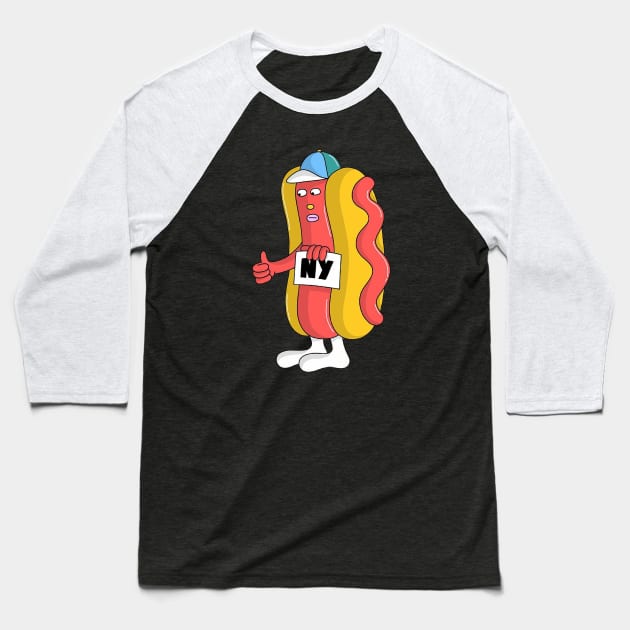 Hotdog Doll Baseball T-Shirt by arkobasaka